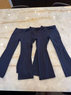 Athleta Girl Chit Chat High Rise Flare Pant Navy  SET OF 3 - Sz XS/6